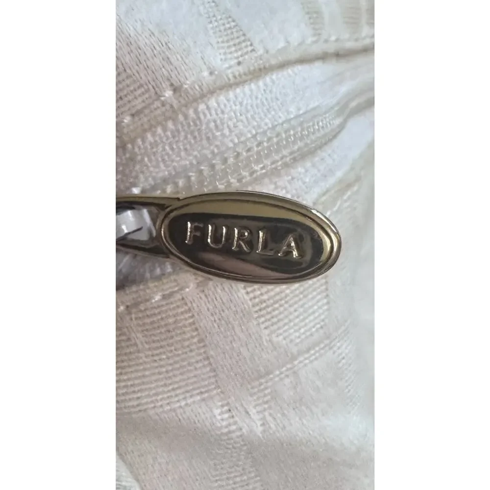 Furla White Leather Laser Cut Floral Hobo Shoulder Bag Tote 113683